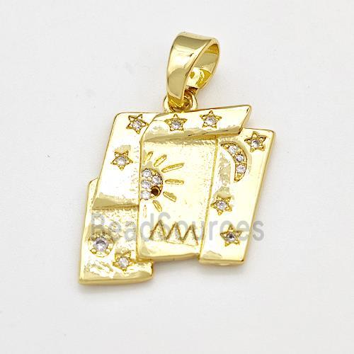 Copper Sun Moon Star Pendant Pave Zircon Gold Plated