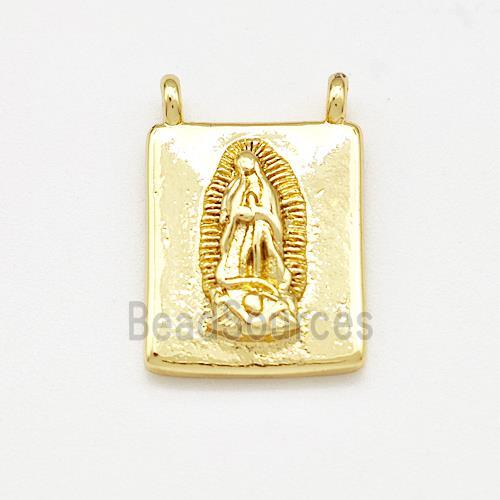 Virgin Mary Charms Copper Rectangle Pendant 2loops Gold Plated