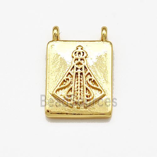 Copper Rectangle Pendant 2loops Gold Plated