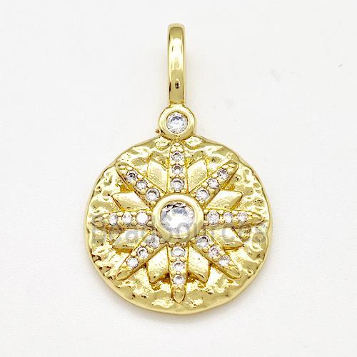 Copper Sun Pendant Micro Pave Zirconia Circle Gold Plated