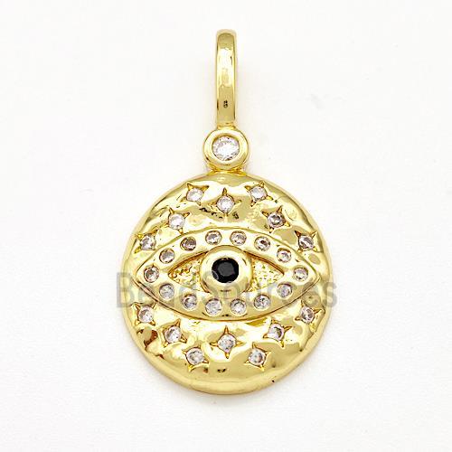 Copper Eveil Eye Pendant Micro Pave Zirconia Gold Plated