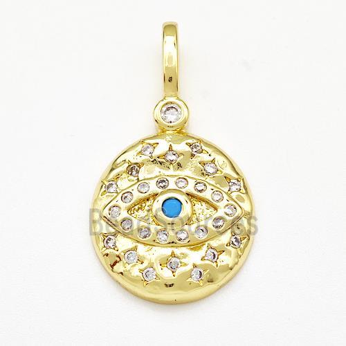 Copper Eveil Eye Pendant Micro Pave Zirconia Gold Plated