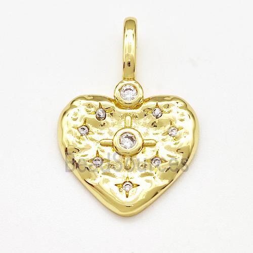 Copper Heart Pendant Micro Pave Zirconia Gold Plated