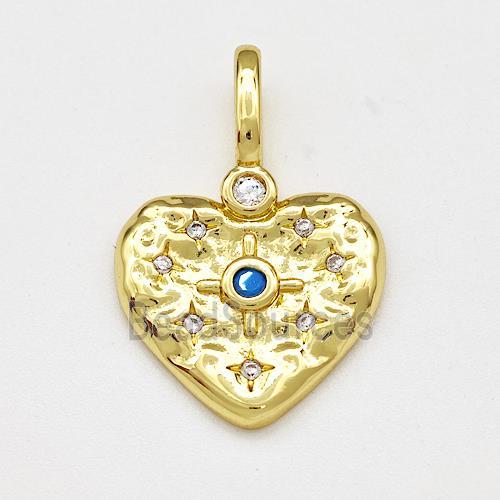 Copper Heart Pendant Micro Pave Zirconia Gold Plated