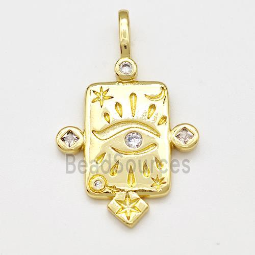 Copper Eye Pendant Pave Zircon Rectangle Gold Plated