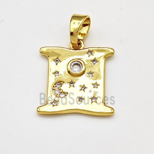 Copper Moon Sun Pendant Pave Zircon Gold Plated