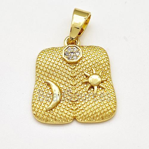 Copper Moon Sun Pendant Pave Zircon Gold Plated