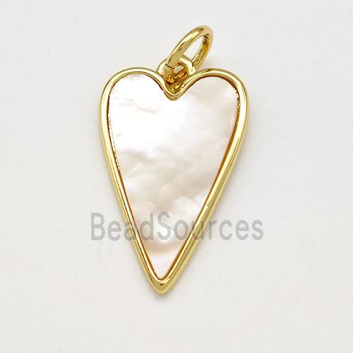 Copper Heart Pendant Pave Shell Gold Plated