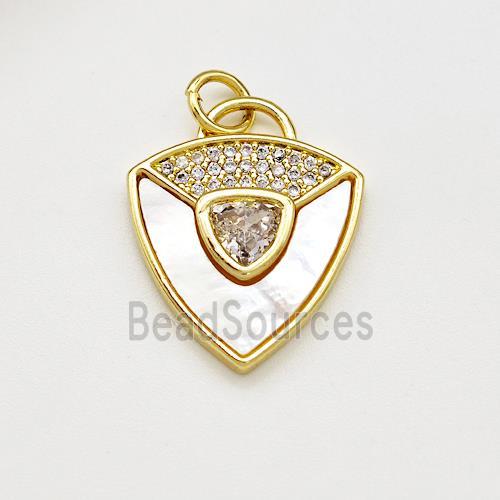 Copper Triangle Shield Pave Shell Zirconia Gold Plated