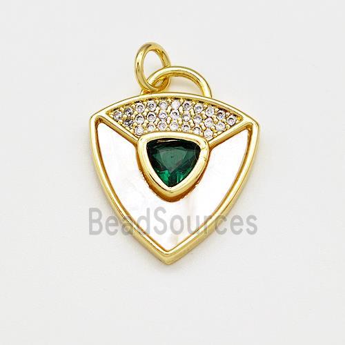 Copper Triangle Shield Pave Shell Zirconia Gold Plated