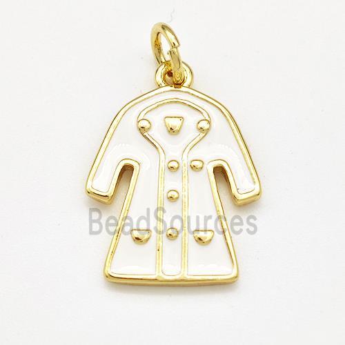 Dress Charms Copper Pendant White Enamel Gold Plated