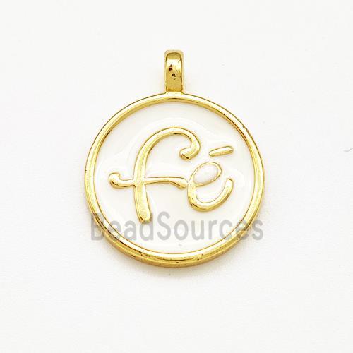 Copper Circle Pendant Fe White Enamel Gold Plated