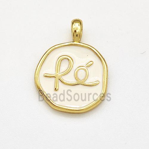 Copper Circle Pendant Fe White Enamel Gold Plated