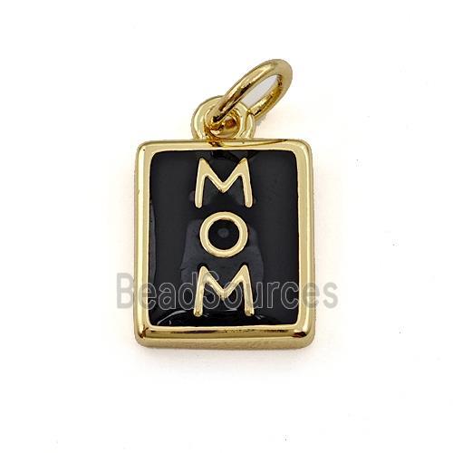 Copper Circle Pendant MOM Black Enamel Gold Plated