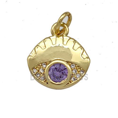 Copper Eye Pendant Pave Zircon Gold Plated