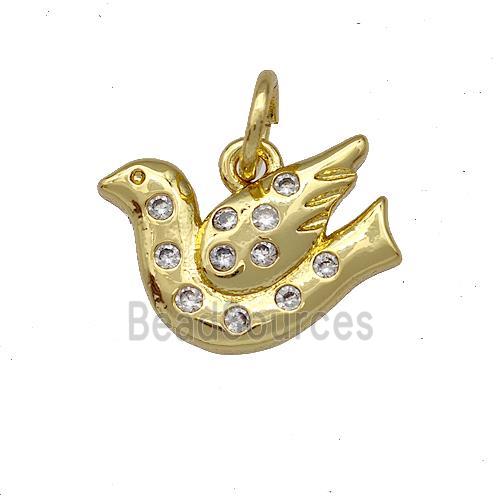 Copper Birds Charms Pendant Micro Pave Zirconia Gold Plated