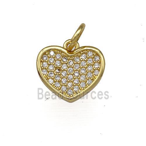 Copper Heart Pendant Micro Pave Zirconia Gold Plated