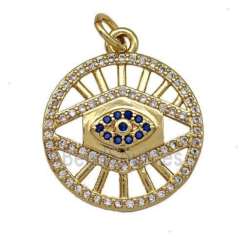 Copper Circle Pendant Pave Zircon Gold Plated