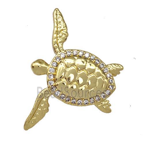 Copper Tortoise Charms Pendant Pave Zircon Gold Plated