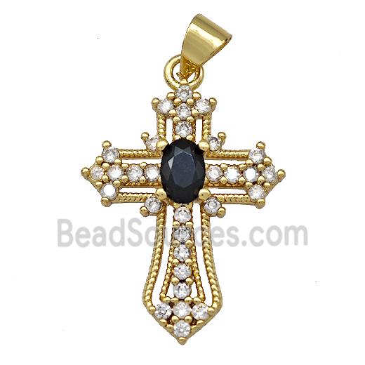 Copper Cross Pendant Micro Pave Zirconia Gold Plated