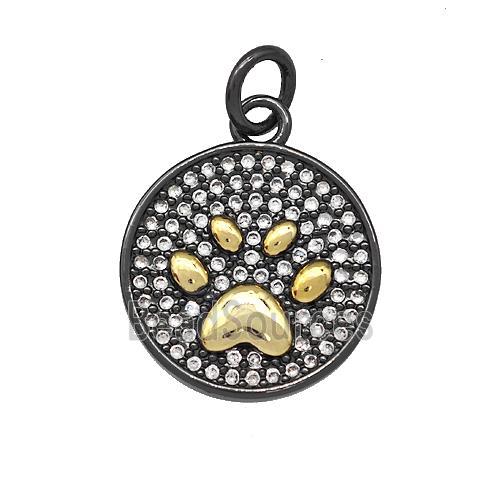 Copper Circle Paw Pendant Micro Pave Zirconia Black Plated