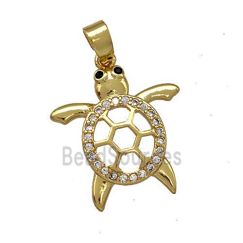 Copper Tortoise Charms Pendant Pave Zirconia Gold Plated