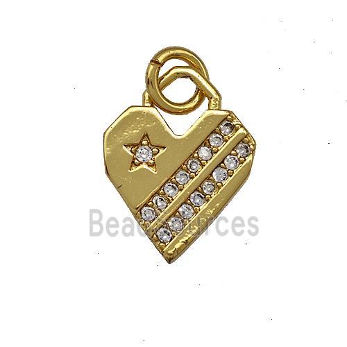 Copper Heart Pendant Pave Zirconia Gold Plated