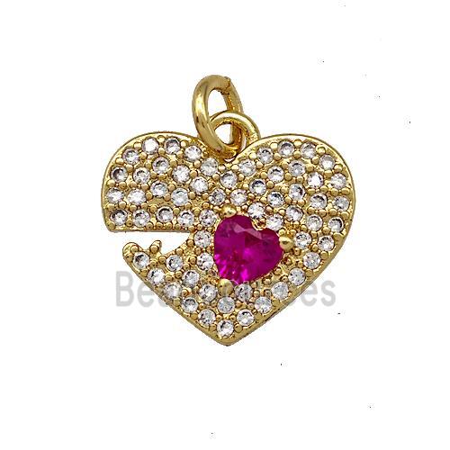 Copper Heart Pendant Pave Zirconia Emoji Gold Plated