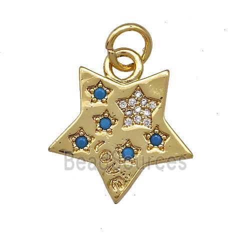 Copper Star Pendant Micro Pave Zirconia Gold Plated