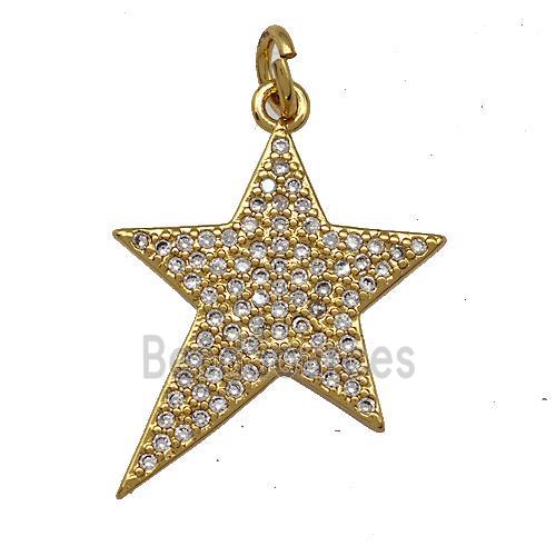 Copper Star Pendant Micro Pave Zirconia Gold Plated