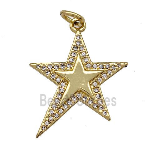 Copper Star Pendant Micro Pave Zirconia Gold Plated