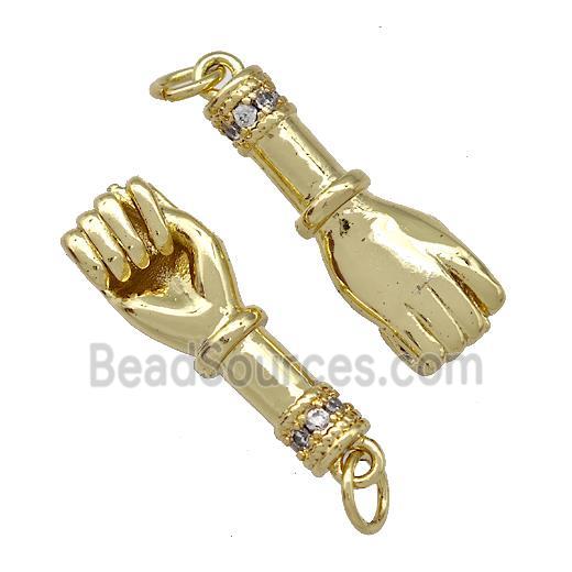 Copper Hand Pendant Pave Zirconia Gold Plated