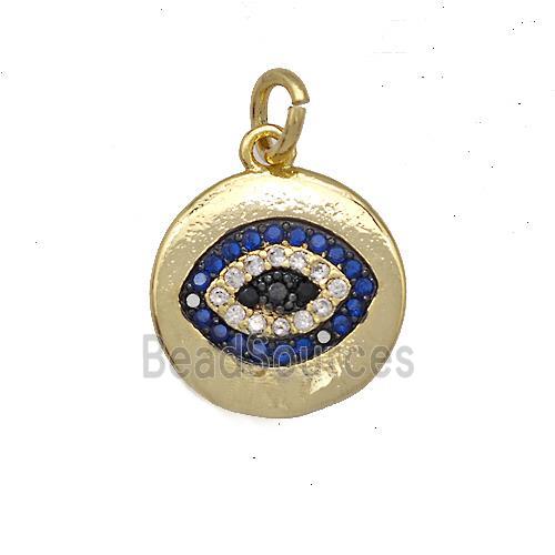 Copper Eye Charms Pendant Pave Zircon Circle Gold Plated