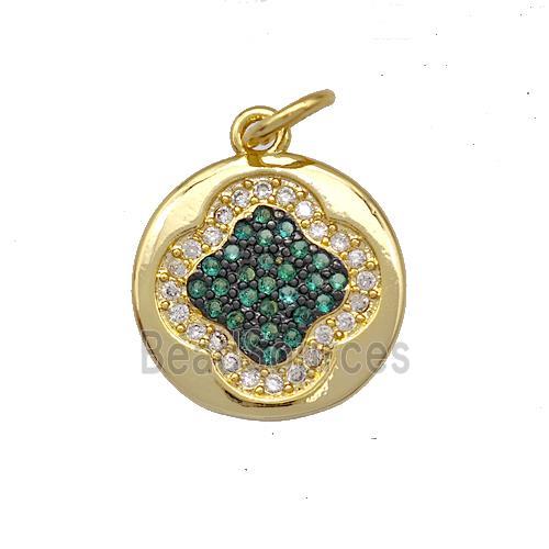 Copper Clover Charms Pendant Pave Zircon Circle Gold Plated