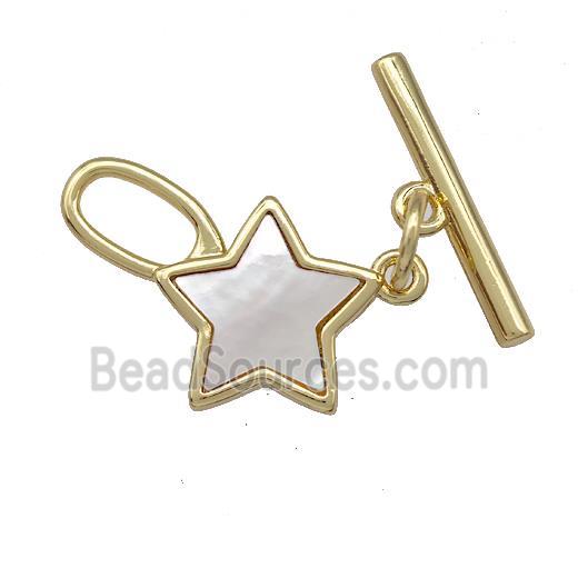 Copper Toggle Clasp Pave Shell Star Gold Plated