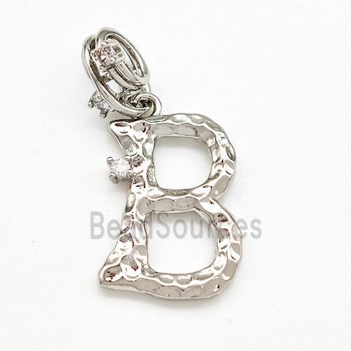 Copper Letter-B Pendant Pave Zircon Platinum Plated