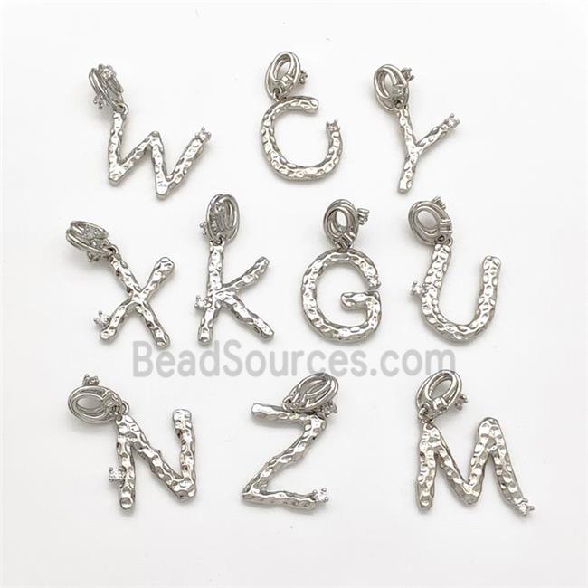 Copper Alphabet Pendant Pave Zircon Mixed Letters Platinum Plated