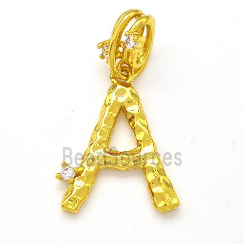 Copper Letter-A Pendant Pave Zircon Gold Plated