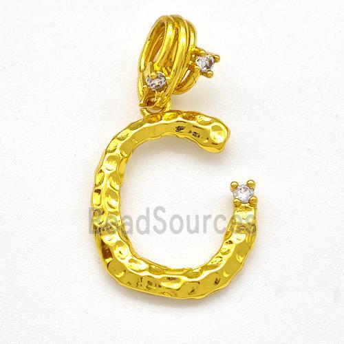 Copper Letter-C Pendant Pave Zircon Gold Plated