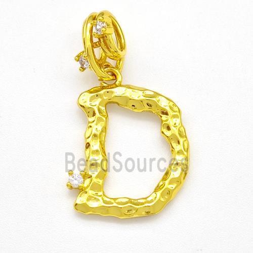 Copper Letter-D Pendant Pave Zircon Gold Plated