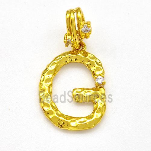 Copper Letter-G Pendant Pave Zircon Gold Plated