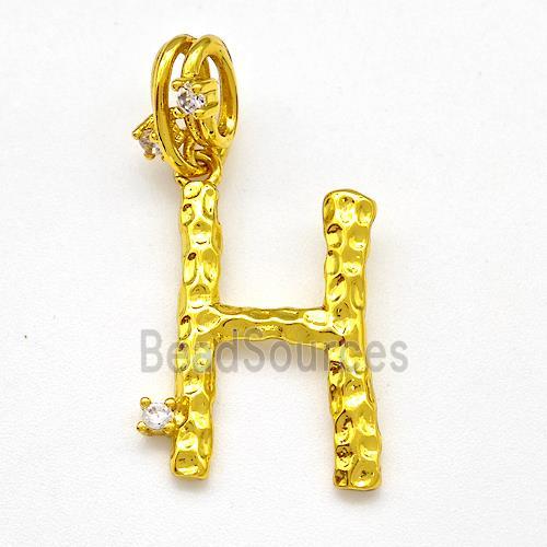 Copper Letter-H Pendant Pave Zircon Gold Plated