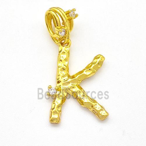 Copper Letter-K Pendant Pave Zircon Gold Plated