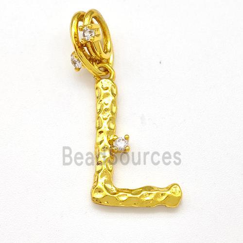 Copper Letter-L Pendant Pave Zircon Gold Plated