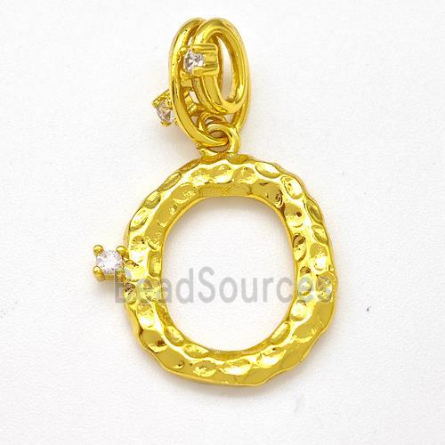 Copper Letter-O Pendant Pave Zircon Gold Plated