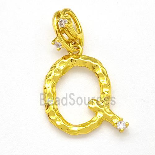 Copper Letter-Q Pendant Pave Zircon Gold Plated