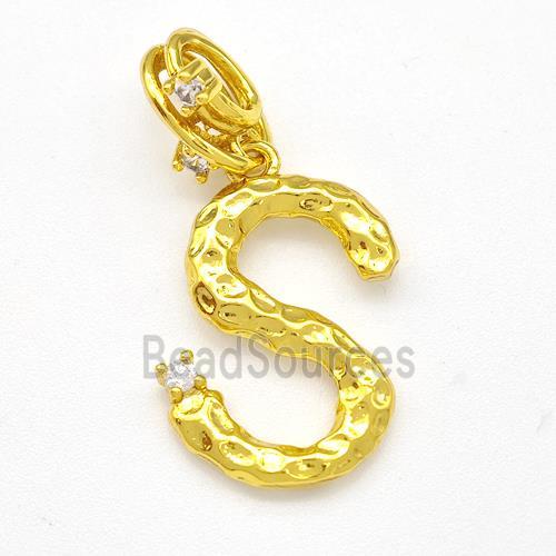 Copper Letter-S Pendant Pave Zircon Gold Plated