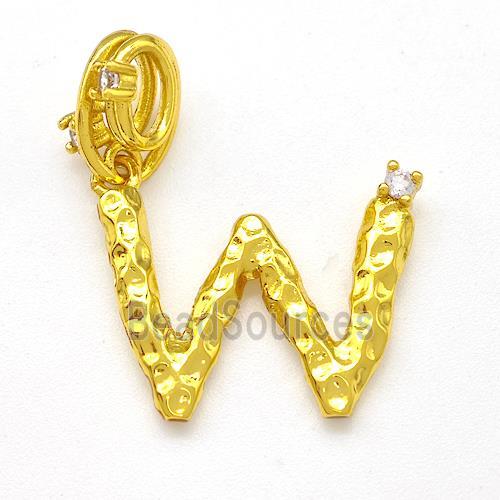 Copper Letter-W Pendant Pave Zircon Gold Plated