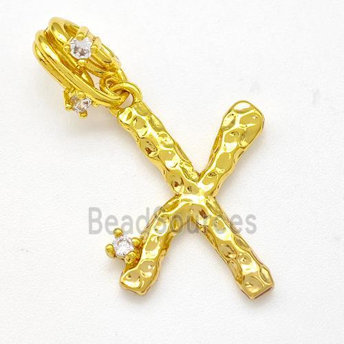 Copper Letter-X Pendant Pave Zircon Gold Plated