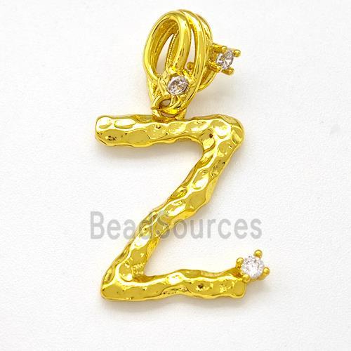 Copper Letter-Z Pendant Pave Zircon Gold Plated